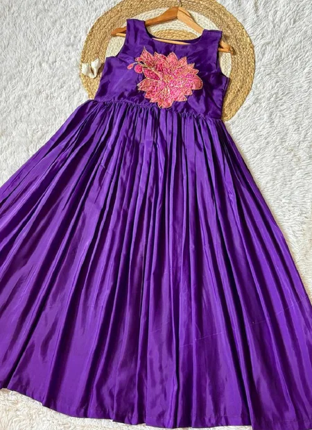 Tew Soft Maslin Designer Floral Print With Beads & Sequence Handwork Gown Wholesale In India